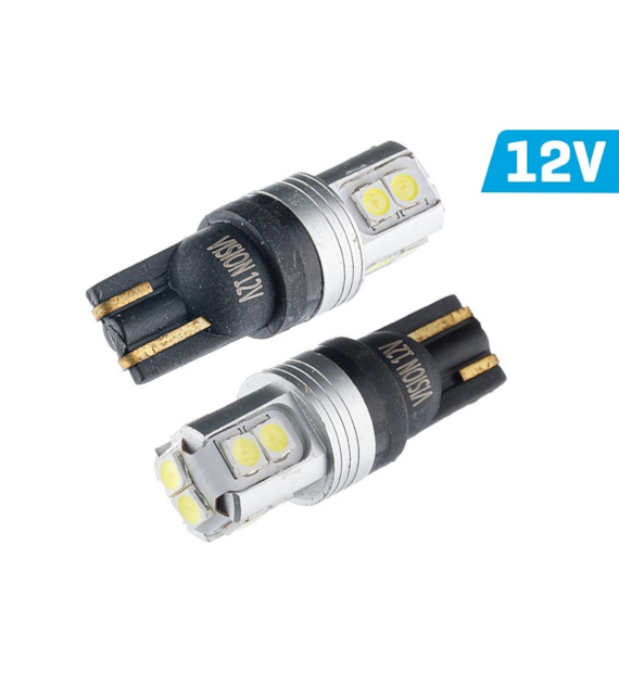 Bulb VISION W5W (T10) 12V 10x 3030 SMD LED, nonpolar, CANBUS, white, 2 pcs
