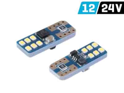 Bulb VISION W5W (T10) 12/24V 12x 2016 SMD LED, nonpolar, CANBUS, white, 2 pcs