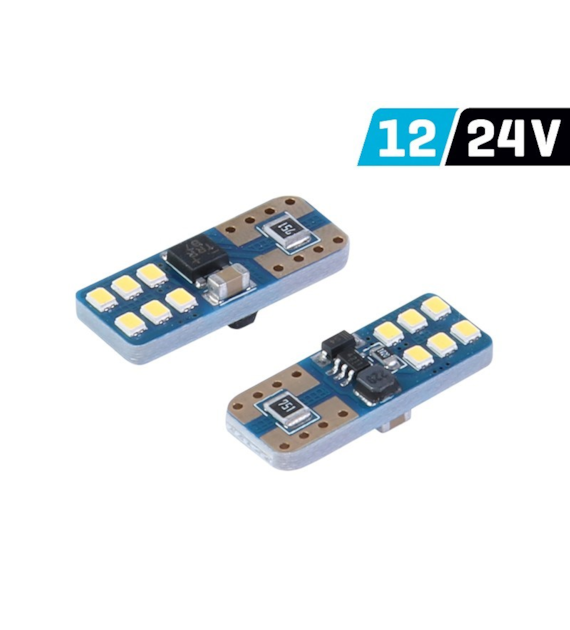 Bulb VISION W5W (T10) 12/24V 12x 2016 SMD LED, nonpolar, CANBUS, white, 2 pcs