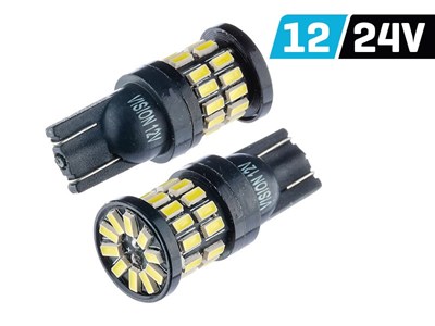 Bulb VISION W5W (T10) 12/24V 36x 4014 SMD LED, nonpolar, CANBUS, white, 2 pcs 