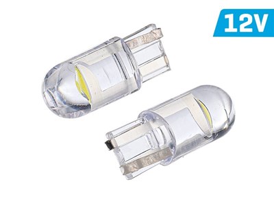 Bulb VISION W5W (T10) 12V 1x F10 LED, all-glass, white, 2 pcs 