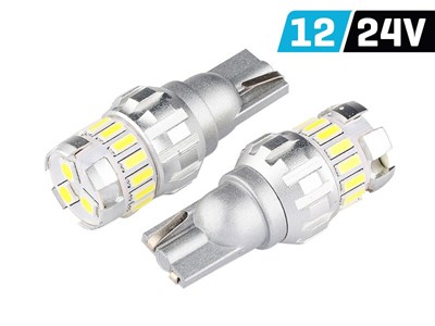 Ampoule VISION W5W (T10) 12/24V 15x 3014 + 3x 3030 SMD LED, non polaire, CANBUS, blanche, 2 pcs 
