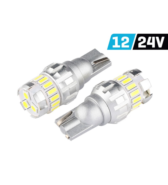 Ampoule VISION W5W (T10) 12/24V 15x 3014 + 3x 3030 SMD LED, non polaire, CANBUS, blanche, 2 pcs