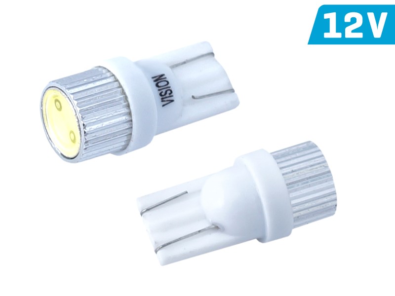 Bulb VISION W5W (T10) 12V 1x HP LED, aluminum bulb holder, white, 2 pcs 