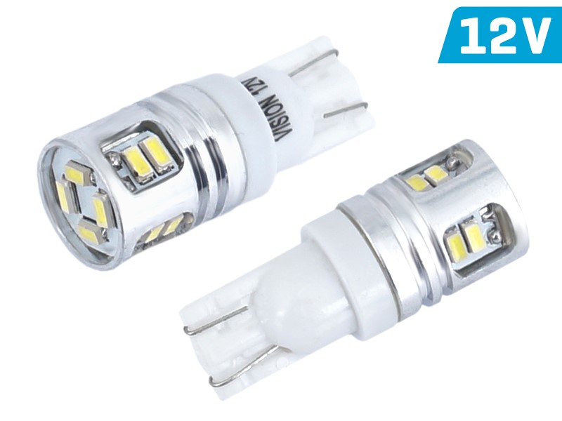 Żarówka VISION W5W (T10) 12V 12x 3014 SMD LED, aluminiowa oprawka, biała, 2 szt.