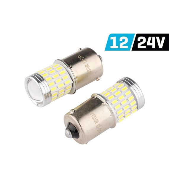 Ampoule VISION R5W / R10W BA15s 12/24V 54x 3014 + 3x 3030 SMD LED, non polaire, CANBUS, blanche, 2 pcs
