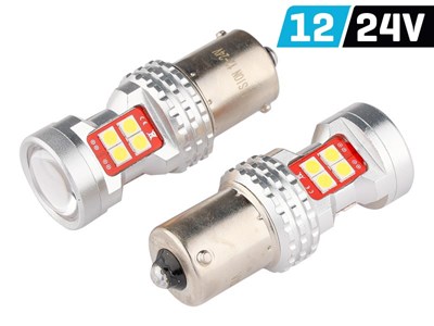 Bulb VISION R5W / R10W BA15s 12/24V 13x 3030 SMD LED, nonpolar, CANBUS, white, 2 pcs