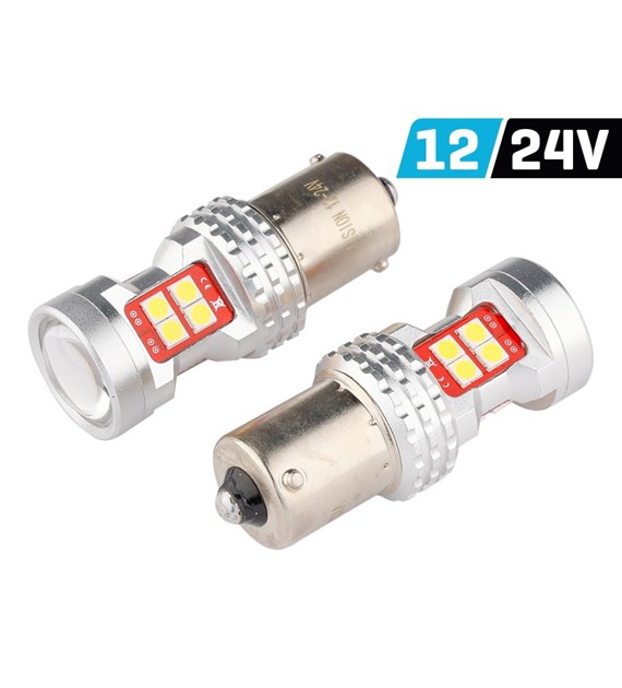 Ampoule VISION R5W / R10W BA15s 12/24V 13x 3030 SMD LED non polaire, CANBUS, blanche, 2 pcs