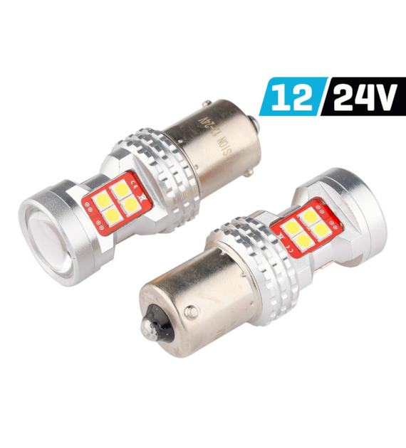 Ampoule VISION R5W / R10W BA15s 12/24V 13x 3030 SMD LED non polaire, CANBUS, blanche, 2 pcs