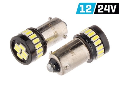 Bulb VISION H6W BAX9s 12/24V 24x 3014 SMD LED, nonpolar, CANBUS, white, 2 pcs 