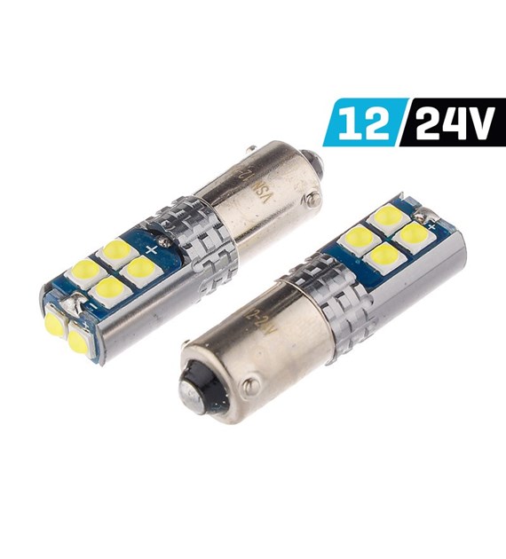 Ampoule VISION H6W BAX9s 12/24V 10x 3030 SMD LED, non polaire, CANBUS, blanche, 2 pcs 