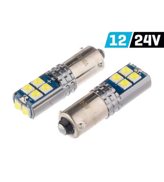 Ampoule VISION H6W BAX9s 12/24V 10x 3030 SMD LED, non polaire, CANBUS, blanche, 2 pcs