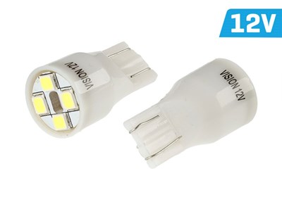 Glühlampe VISION T13  (W2,1x9,5d) 12V 6x 3mm LED, weiß, 2 Stk 