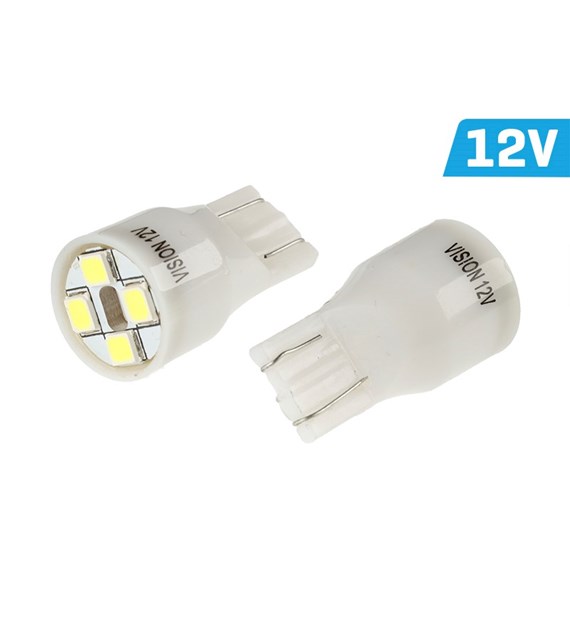 Bulb VISION T13 (W2.1x9.5d) 12V 6x 3mm LED, white, 2 pcs 