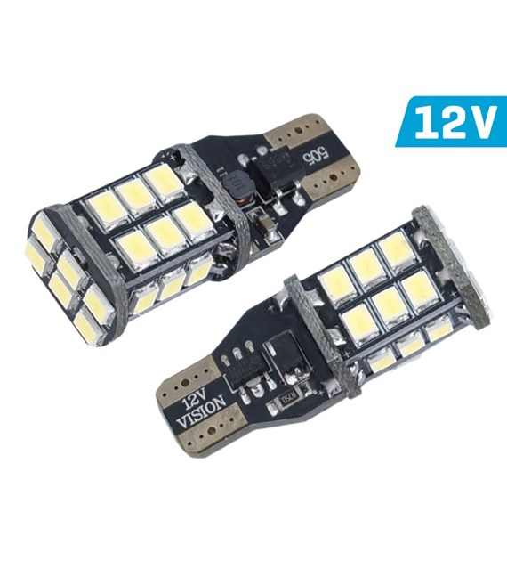 Glühlampe VISION W16W (T15) 12V 24x 3528 SMD LED, unpolar, CANBUS, weiß, 2 Stk 