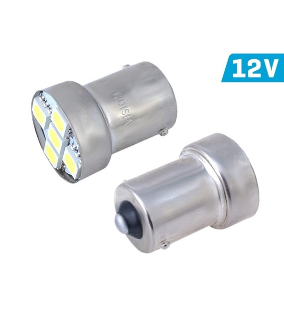 Bulb VISION R5W / R10W BA15s 12V 5x 5050 SMD LED, white, 2 pcs 