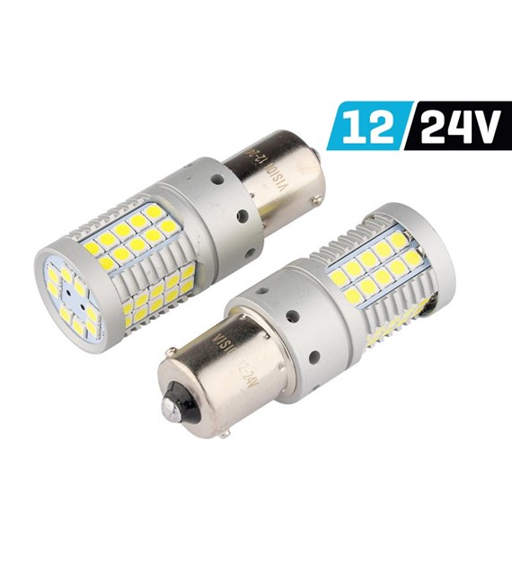 Bulb VISION P21W BA15s12/24V 50x 3030 SMD LED, nonpolar, CANBUS, white, 2 pcs 