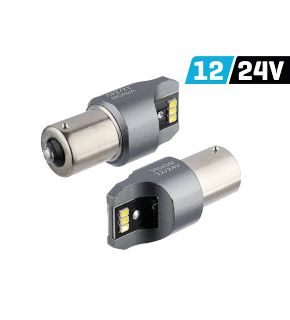 Bulb VISION P21W BA15s 12/24V 6x 3020 SMD LED, nonpolar, CANBUS, white. 2 pcs