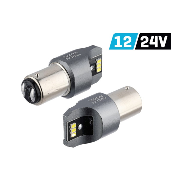 Ampoule VISION P21 / 5W BAY15d 12/24V 6x 3020 SMD LED, non polaire, CANBUS, blanche, 2 pcs