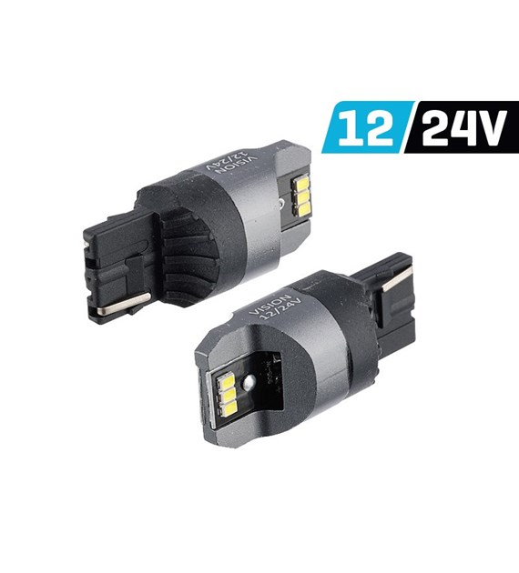Glühlampe VISION W21W (T20d) 12/24V 6x 3020 SMD LED, unpolar, CANBUS, weiß, 2 Stk