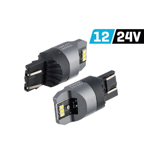 Żarówka VISION W21/5W (T20q) 12/24V 6x 3020 SMD LED, nonpolar, CANBUS, biała, 2 szt.