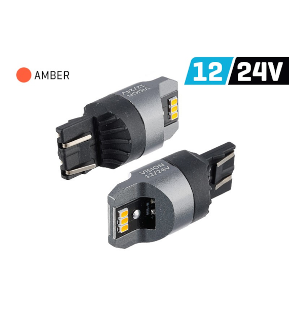 Glühlampe VISION WY21/5W (T20q) 12/24V 6x 3020 SMD LED, unpolar, CANBUS, orange, 2 Stk