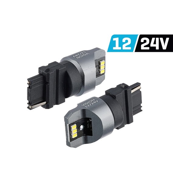 Ampoule VISION P27W (T25) 12/24V 6x 3020 SMD LED, non polaire, CANBUS, blanche, 2 pcs