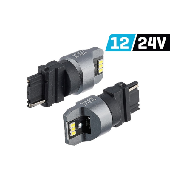 Żarówka VISION P27W (T25) 12/24V 6x 3020 SMD LED, nonpolar, CANBUS, biała, 2 szt.
