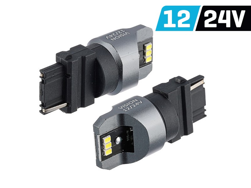 Ampoule VISION P27W (T25) 12/24V 6x 3020 SMD LED, non polaire, CANBUS, blanche, 2 pcs