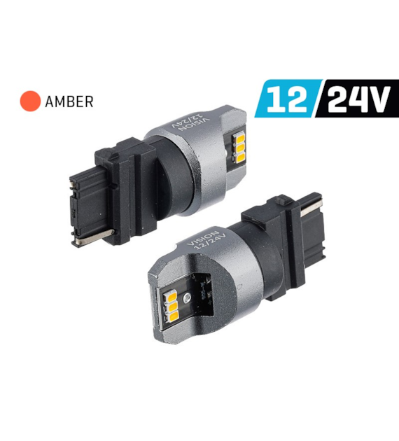 Żarówka VISION PY27W (T25) 12/24V 6x 3020 SMD LED, nonpolar, CANBUS, pomarańczowa, 2 szt.