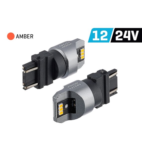 Ampoule VISION PY27 / 7W (T25) 12/24V 6x 3020 SMD LED, non polaire, CANBUS, orange, 2 pcs