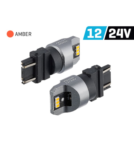 Żarówka VISION PY27/7W (T25) 12/24V 6x 3020 SMD LED, nonpolar, CANBUS, pomarańczowa, 2 szt.