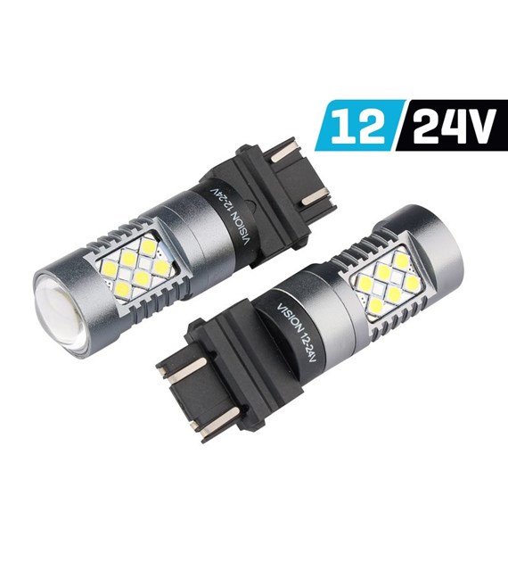 Bulb VISION P27 / 7W (T25) 12/24V 24x 3030 SMD LED, nonpolar, CANBUS, white, 2 pcs 