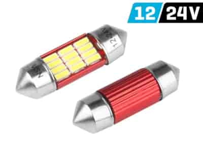 Ampoule VISION Festoon SV8.5 31mm 12/24V 12x 4014 SMD LED, non polaire, CANBUS, blanche, 2 pcs