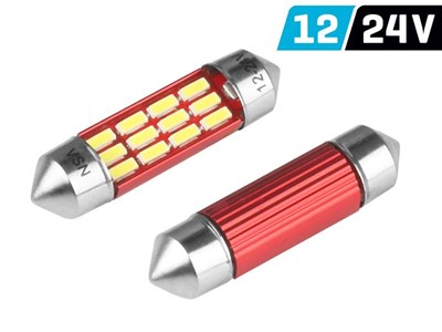 Glühlampe VISION Festoon SV8.5 36mm 12/24V 12x 4014 SMD LED, unpolar, CANBUS, weiß, 2 Stk