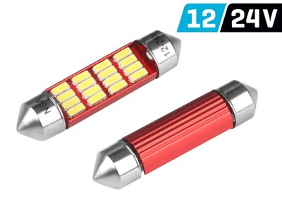 Ampoule VISION Festoon SV8.5 39 mm 12/24V 12x 4014 SMD LED, non polaire, CANBUS, blanche, 2 pcs