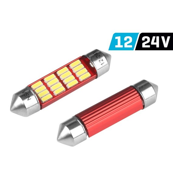 Glühlampe VISION Festoon SV8.5 39 mm 12/24V 12x 4014 SMD LED, unpolar, CANBUS, weiß, 2 Stk