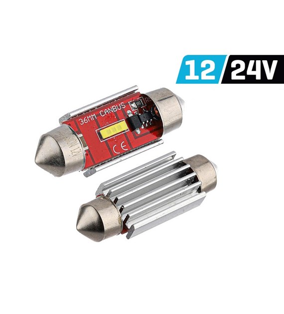 Glühlampe VISION Festoon SV8.5 36mm 12/24V 1x 1860 SMD LED, unpolar, CANBUS, weiß, 2 Stk