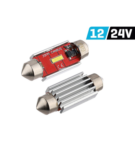 Żarówka VISION Festoon SV8.5 39mm 12/24V 1x 1860 SMD LED, nonpolar, CANBUS, biała, 2 szt.