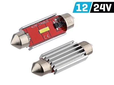 Żarówka VISION Festoon SV8.5 41mm 12/24V 1x 1860 SMD LED, nonpolar, CANBUS, biała, 2 szt.