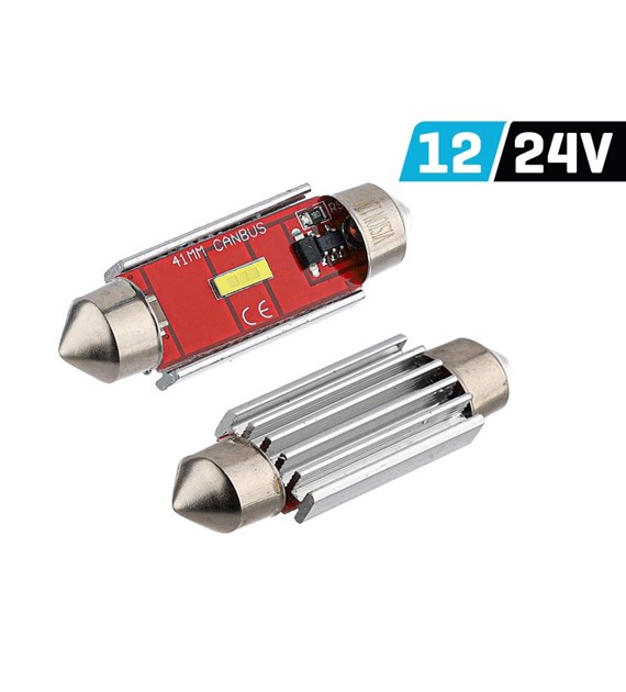 Ampoule VISION Festoon SV8.5 41mm 12/24V 1x 1860 SMD LED, non polaire, CANBUS, blanche, 2 pcs