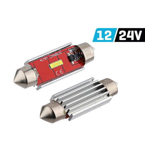Żarówka VISION Festoon SV8.5 41mm 12/24V 1x 1860 SMD LED, nonpolar, CANBUS, biała, 2 szt.
