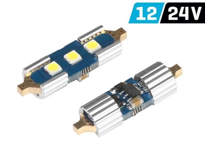 Ampoule VISION Festoon SV8.5 31mm 12/24V 3x 3030 SMD LED, non polaire, CANBUS, blanche, 2 pcs