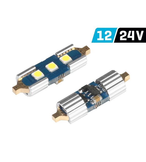 Ampoule VISION Festoon SV8.5 31mm 12/24V 3x 3030 SMD LED, non polaire, CANBUS, blanche, 2 pcs