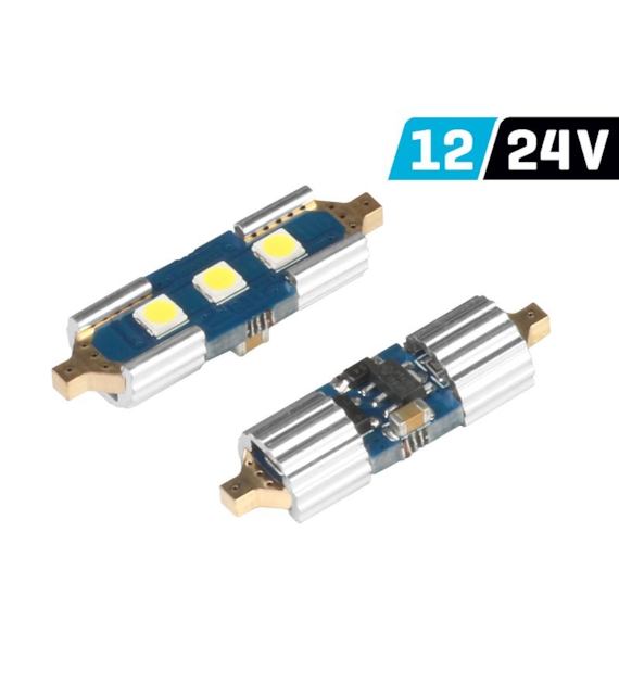 Ampoule VISION Festoon SV8.5 31mm 12/24V 3x 3030 SMD LED, non polaire, CANBUS, blanche, 2 pcs