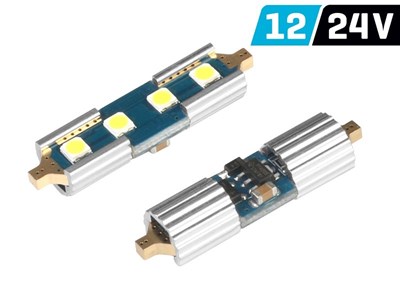 Ampoule VISION Festoon SV8.5 36mm 12/24V 4x 3030 SMD LED, non polaire, CANBUS, blanche, 2 pcs