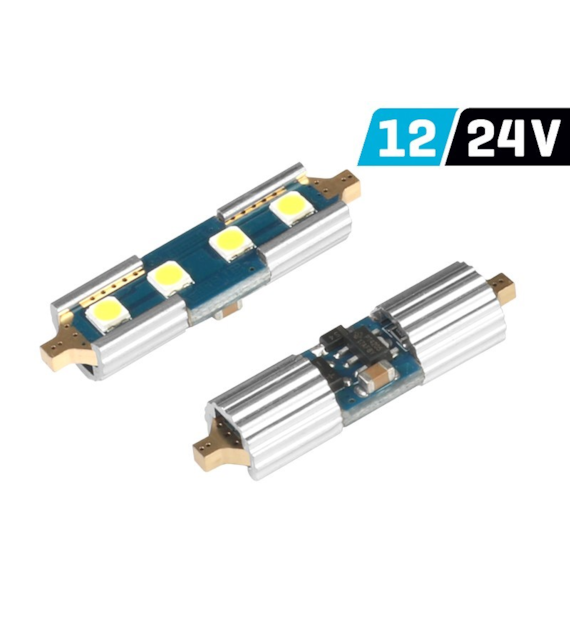 Ampoule VISION Festoon SV8.5 36mm 12/24V 4x 3030 SMD LED, non polaire, CANBUS, blanche, 2 pcs