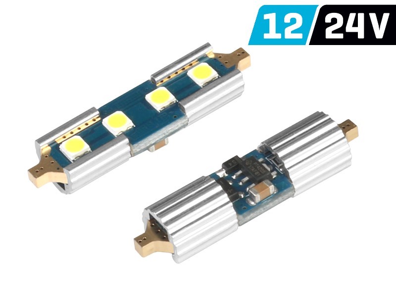 Bulb VISION Festoon SV8.5 36mm 12/24V 4x 3030 SMD LED, nonpolar, CANBUS, white, 2 pcs