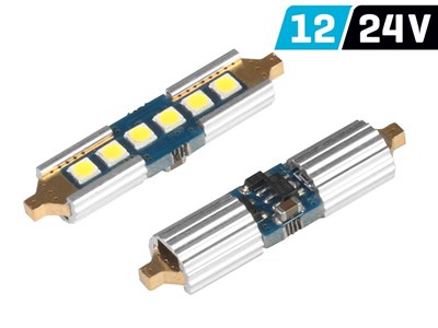 Glühlampe VISION Festoon SV8.5 39 mm 12/24V 6x 3030 SMD LED, unpolar, CANBUS, weiß, 2 Stk