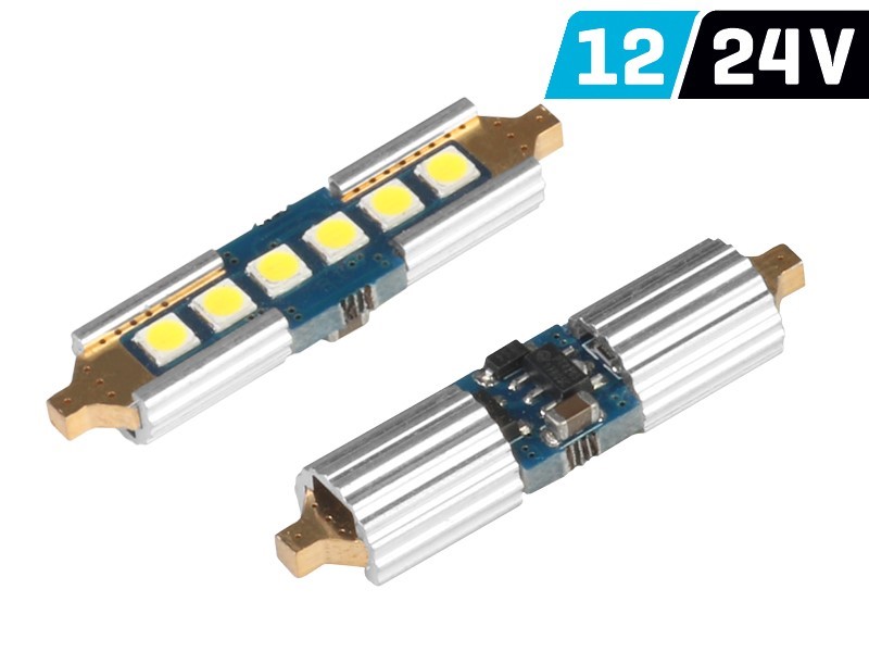 Glühlampe VISION Festoon SV8.5 39 mm 12/24V 6x 3030 SMD LED, unpolar, CANBUS, weiß, 2 Stk